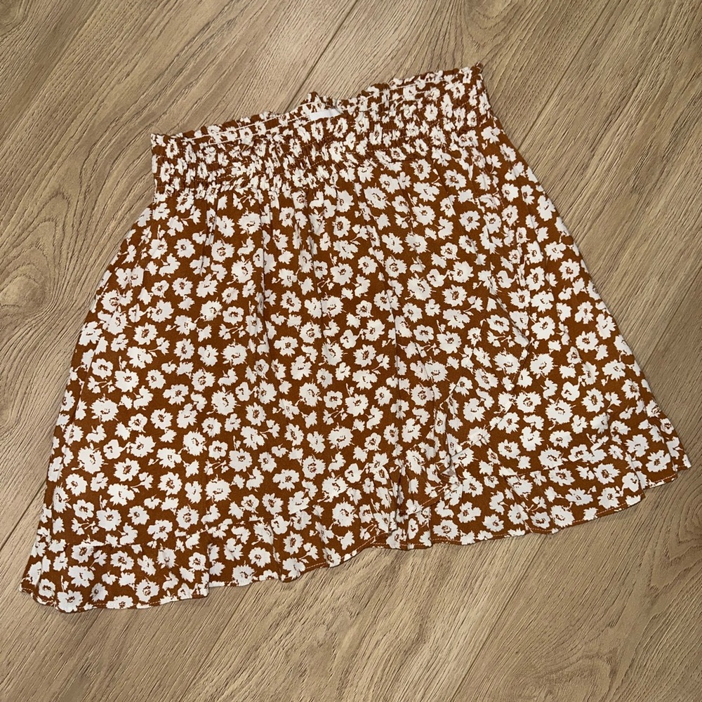 Le Lis Brown/Burnt Orange Mini A-line Skirt